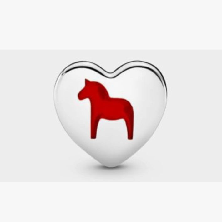 Dala horse Sweden heart Charm
