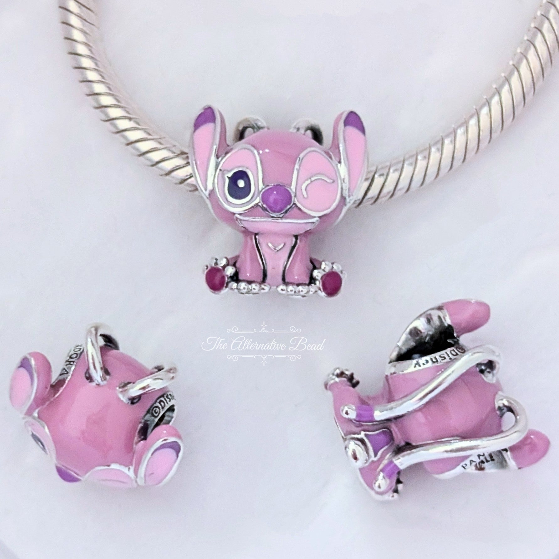 Disney x Pandora Disney Lilo & Stitch Angel Charm (793739C01) purple and pink and silver enamel and sterling-silver Bead by The Alternative Bead. Your Jewelry Retailer from Germany