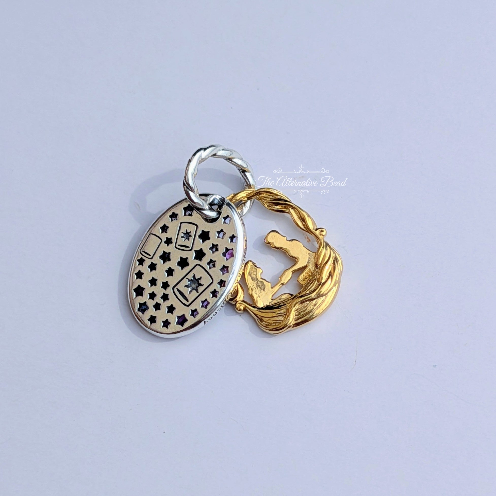 Disney x Pandora Rapunzel & Fynn Double Dangle Charm silver; gold; multicolor sterling-silver; gold-plated Dangle by The Alternative Bead. Your Jewelry Retailer from Germany