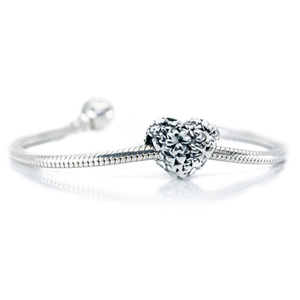 Aurora Charm Heart of Shamrocks silver sterling-silver Bead by The Alternative Bead. Your official Aurora Charm Retailer from Germany