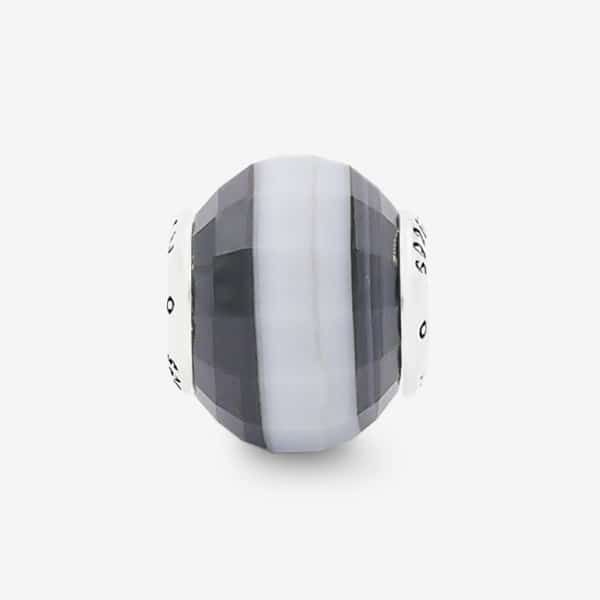 Praan Black & White Striped Agate Charm silver sterling-silver Bead by The Alternative Bead. Your official Praan Retailer from Germany