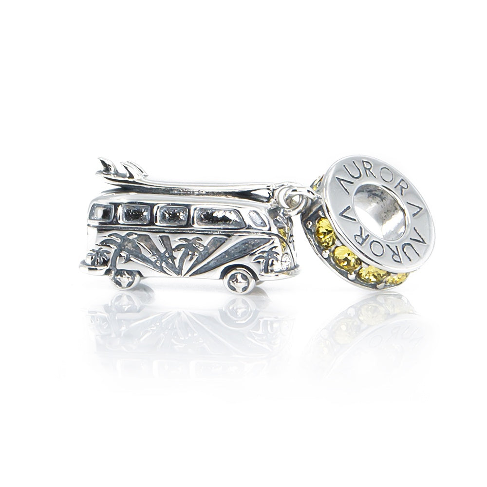 Aurora Charm Vintage Summer Van Yellow Crystals Dangle silver; yellow sterling-silver; crystal Dangle by The Alternative Bead. Your official Aurora Charm Retailer from Germany