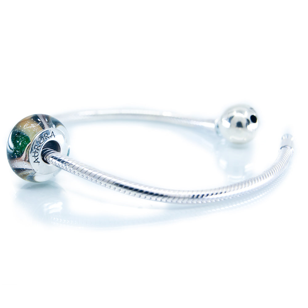 Aurora Charm Tales of The Forest Murano Glass Bead green; brown; beige glass Bead by The Alternative Bead. Your official Aurora Charm Retailer from Germany