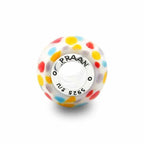 Praan White Polka dot dots and white and yellow and blue and red and gray and multicolor glass Bead by The Alternative Bead. Your official Praan Retailer from Germany
