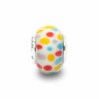 Praan White Polka dot dots and white and yellow and blue and red and gray and multicolor glass Bead by The Alternative Bead. Your official Praan Retailer from Germany
