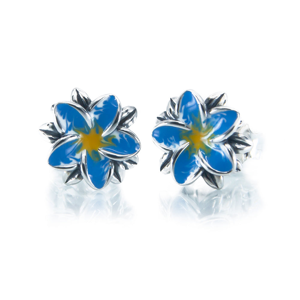 Aurora Charm Frangipani Blue and Yellow Earrings silver; blue; yellow sterling-silver; enamel Earrings by The Alternative Bead. Your official Aurora Charm Retailer from Germany