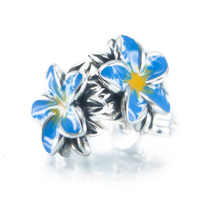 The Alternative Bead: Aurora Charm - Frangipani Blue and Yellow Earrings Sterling Silver Charm Picture 1