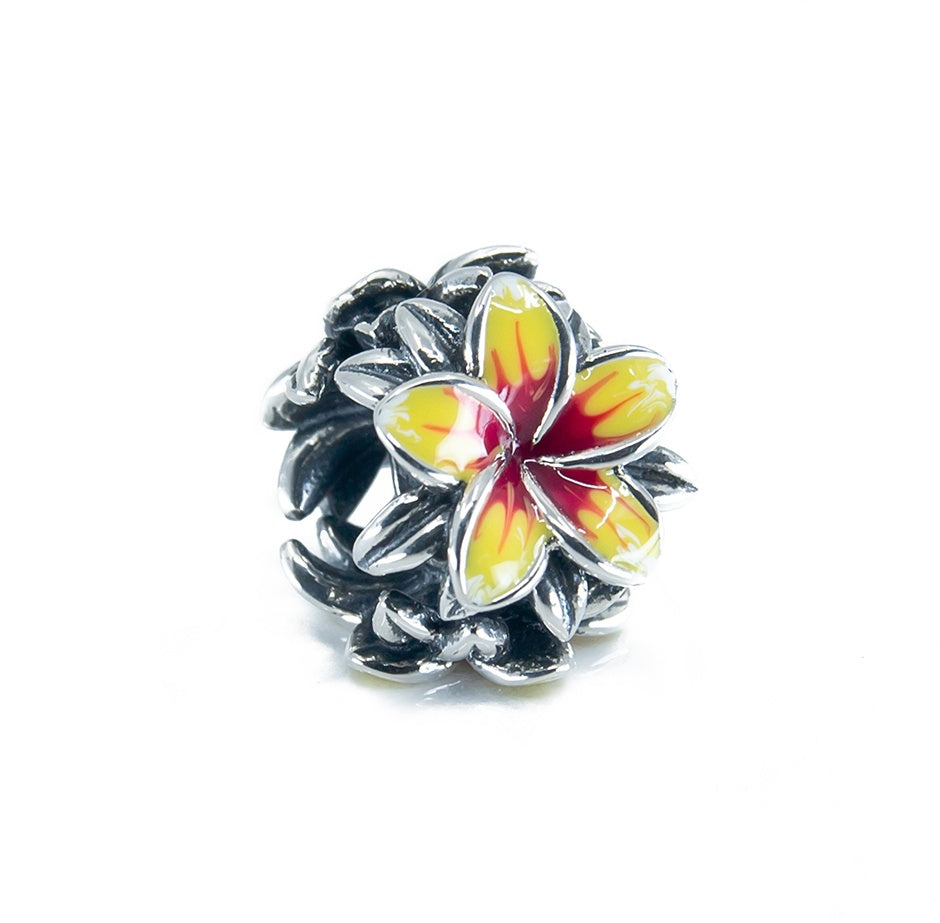 Aurora Charm Frangipani Red Yellow Flower Charm silver; red; yellow sterling-silver; enamel Bead by The Alternative Bead. Your official Aurora Charm Retailer from Germany