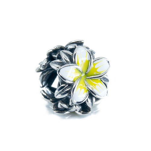 Aurora Charm Frangipani Yellow White Flower Charm silver; yellow; white sterling-silver; enamel Bead by The Alternative Bead. Your official Aurora Charm Retailer from Germany